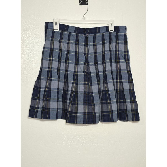 Preppy Plaid Pleated Skirt Womens Size 10 Lands' End Blue School Uniform GUC - Picture 4 of 4